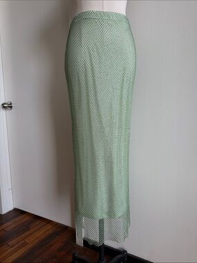 WAYF Peridot Rhinestone 💎 Mesh Maxi Slip-Skirt